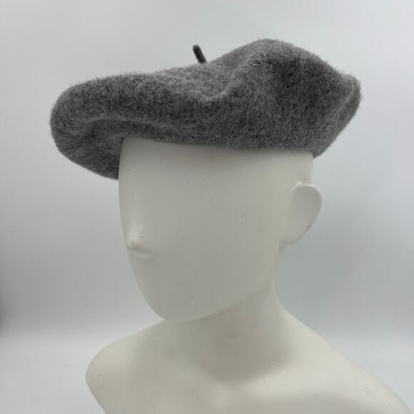 Vintage Bass Wool Beret Gray Dark Academia Military - Picture 2 of 8